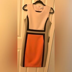 Calvin Klein Dress Size 6. Cream, coral and black.